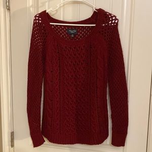 American Eagle Red Open Knit Sweater